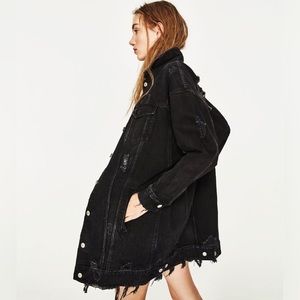 ZARA longline distressed denim jacket